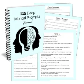 115 Deep Mental Prompts - Printable Canva PLR Journal