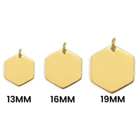 18K Gold PVD Coated Stainless Steel Blank Hexagon Pendant / SBB0235