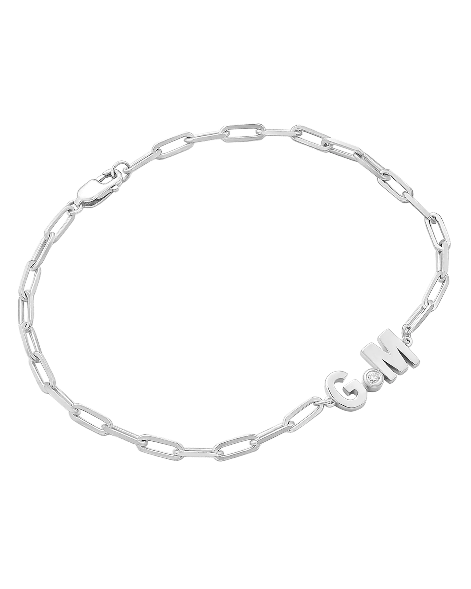 2 Initials Diamond Bracelet - 14K Rose Gold
