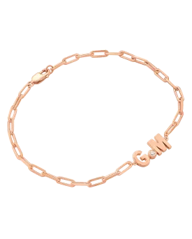 2 Initials Diamond Bracelet - 14K Rose Gold