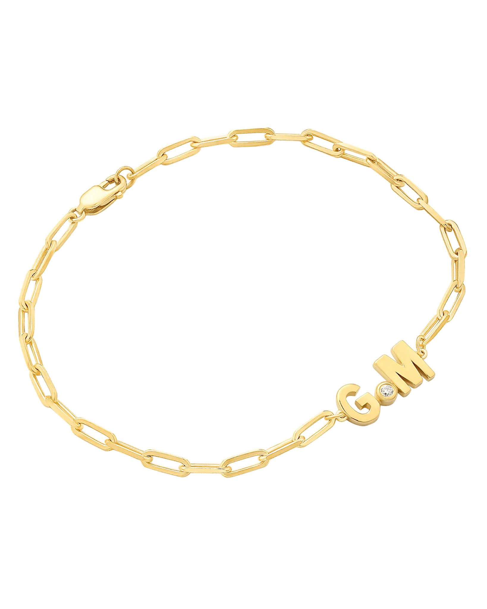 2 Initials Diamond Bracelet - 14K Rose Gold