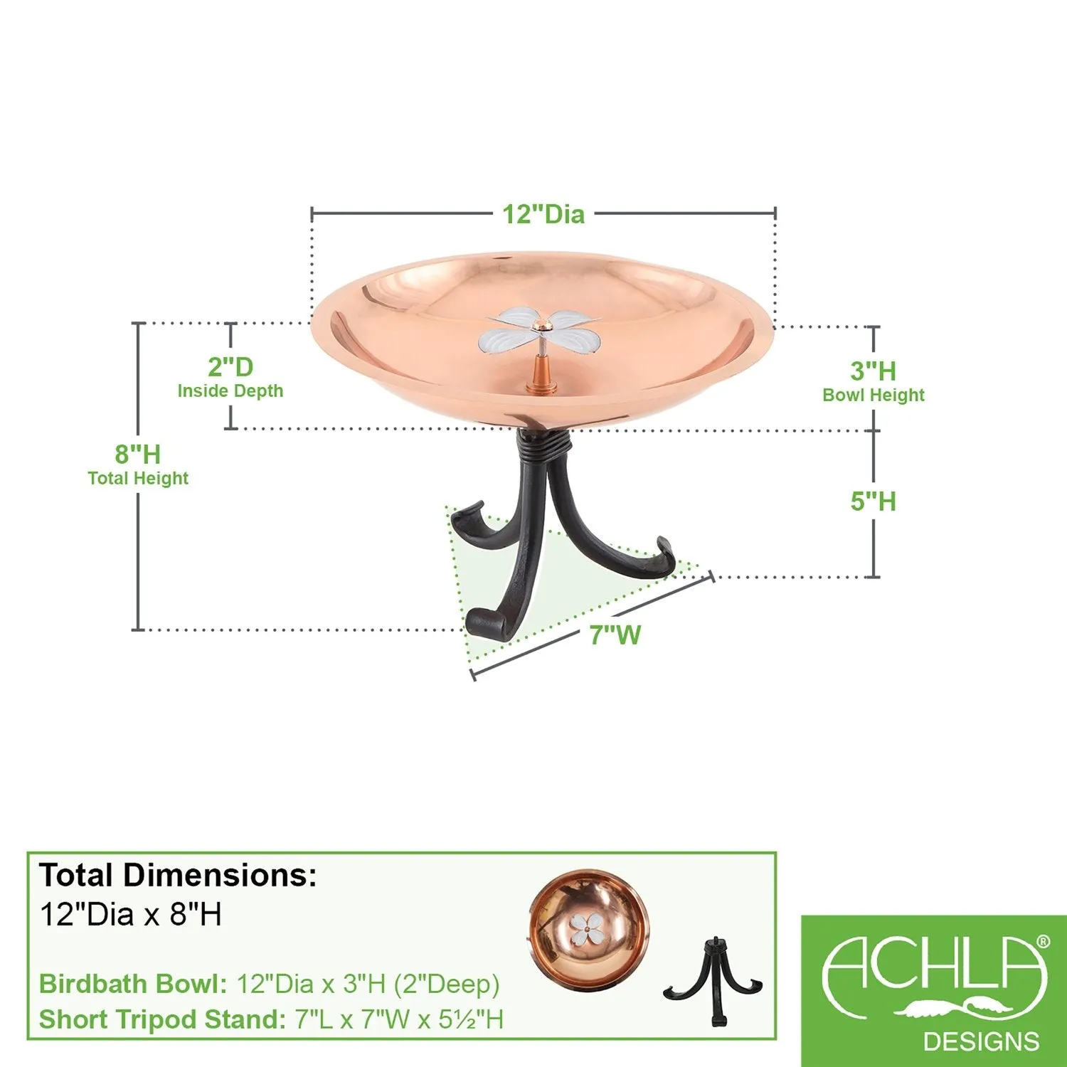 Achla Birdbath Dogwood - Stand Sold Separately
