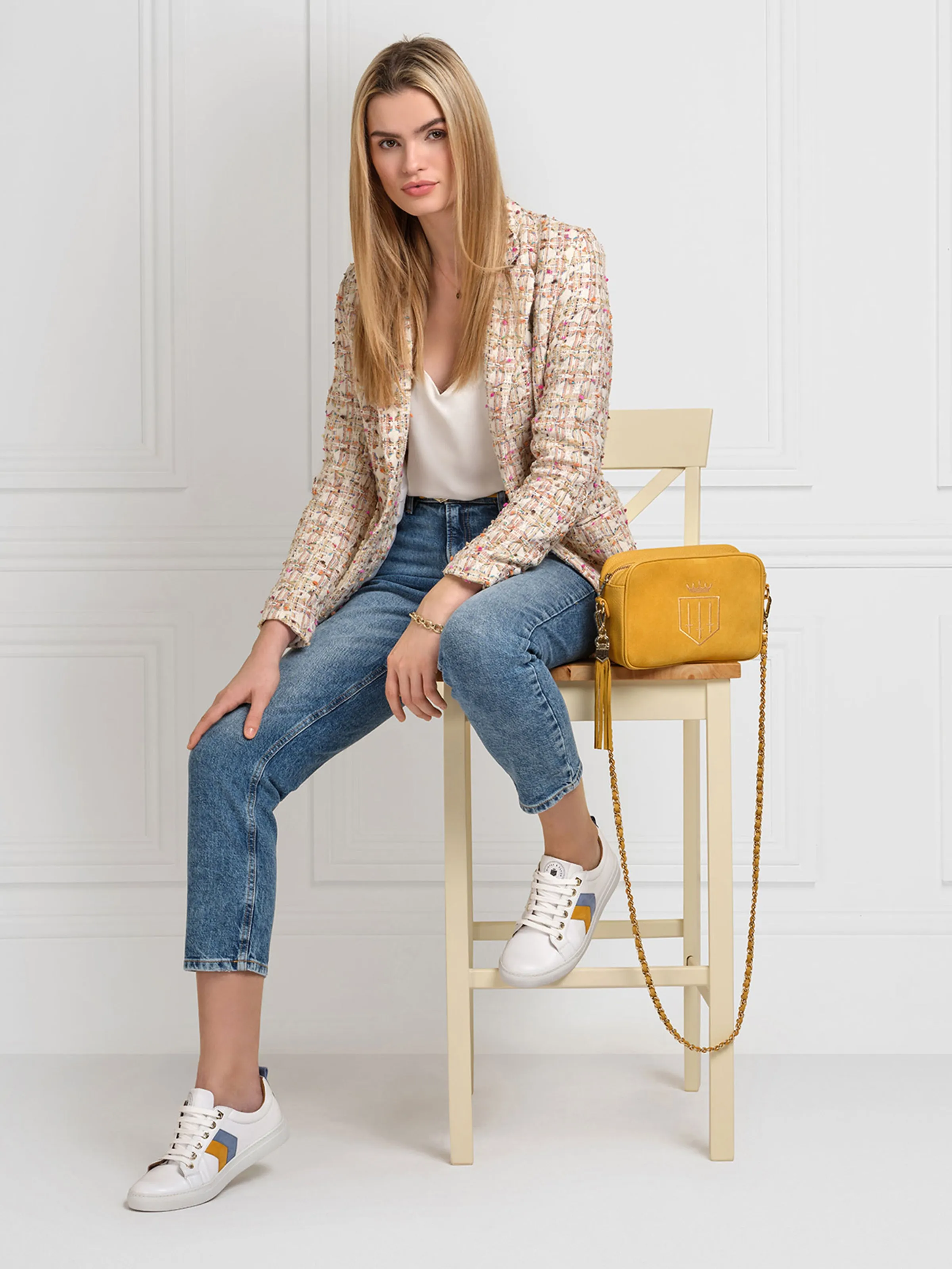 Alexandra - White - Mango & Cornflower