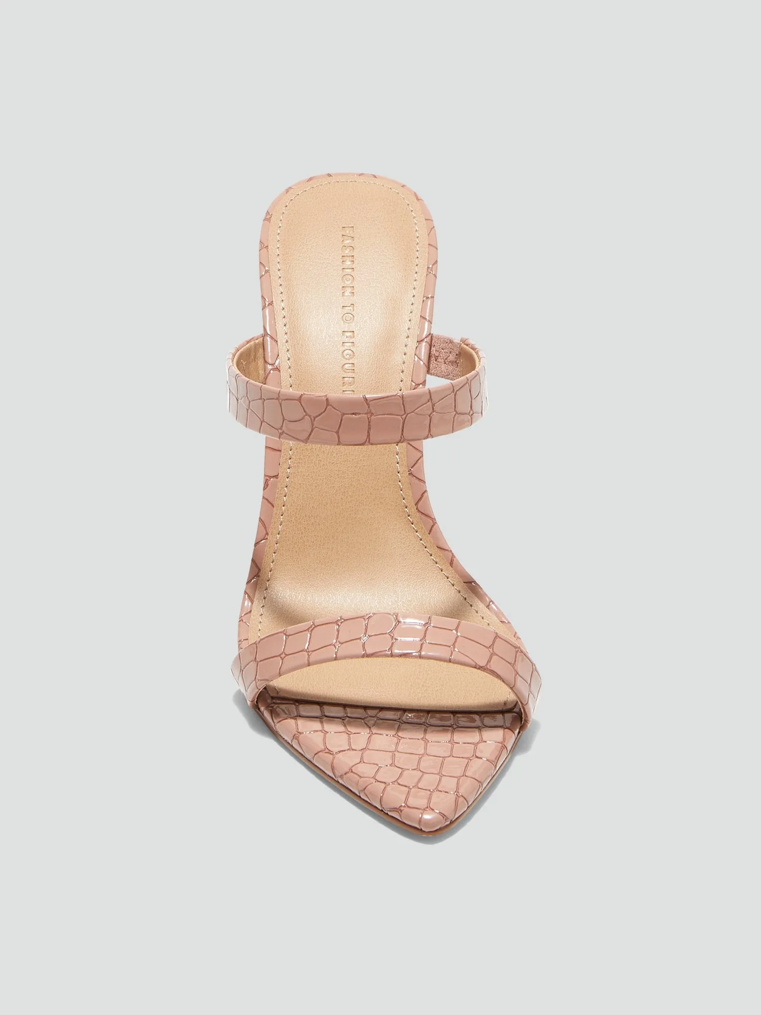 Amira Double Strap Sandals in Brown Crocodile