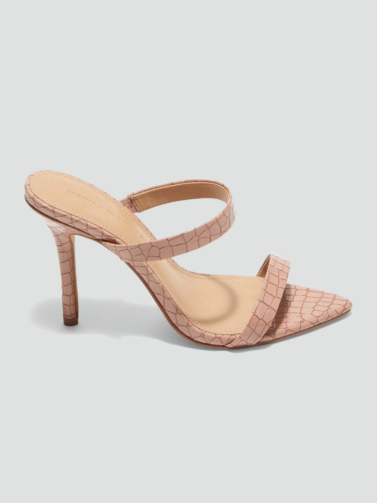 Amira Double Strap Sandals in Brown Crocodile