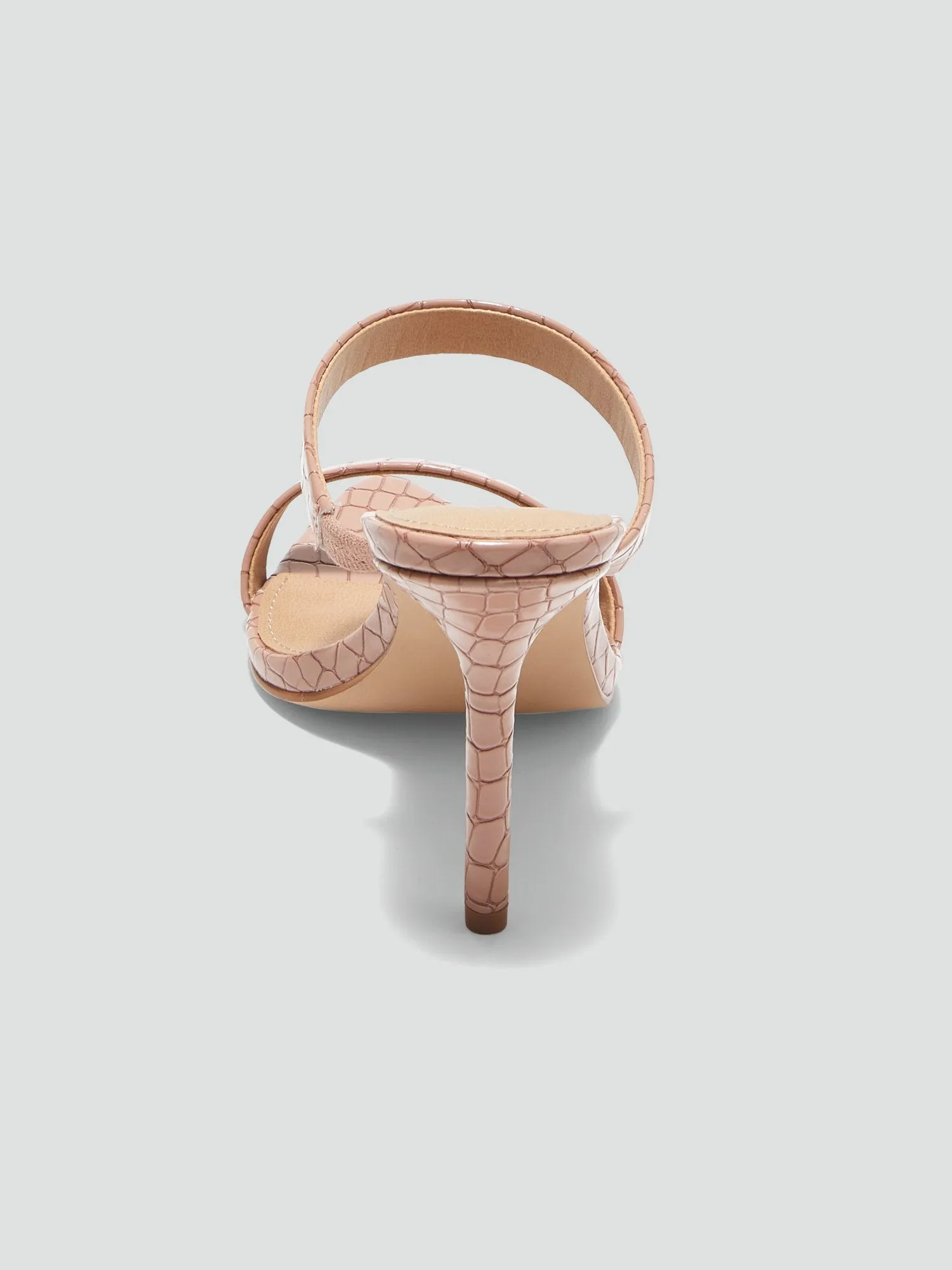 Amira Double Strap Sandals in Brown Crocodile