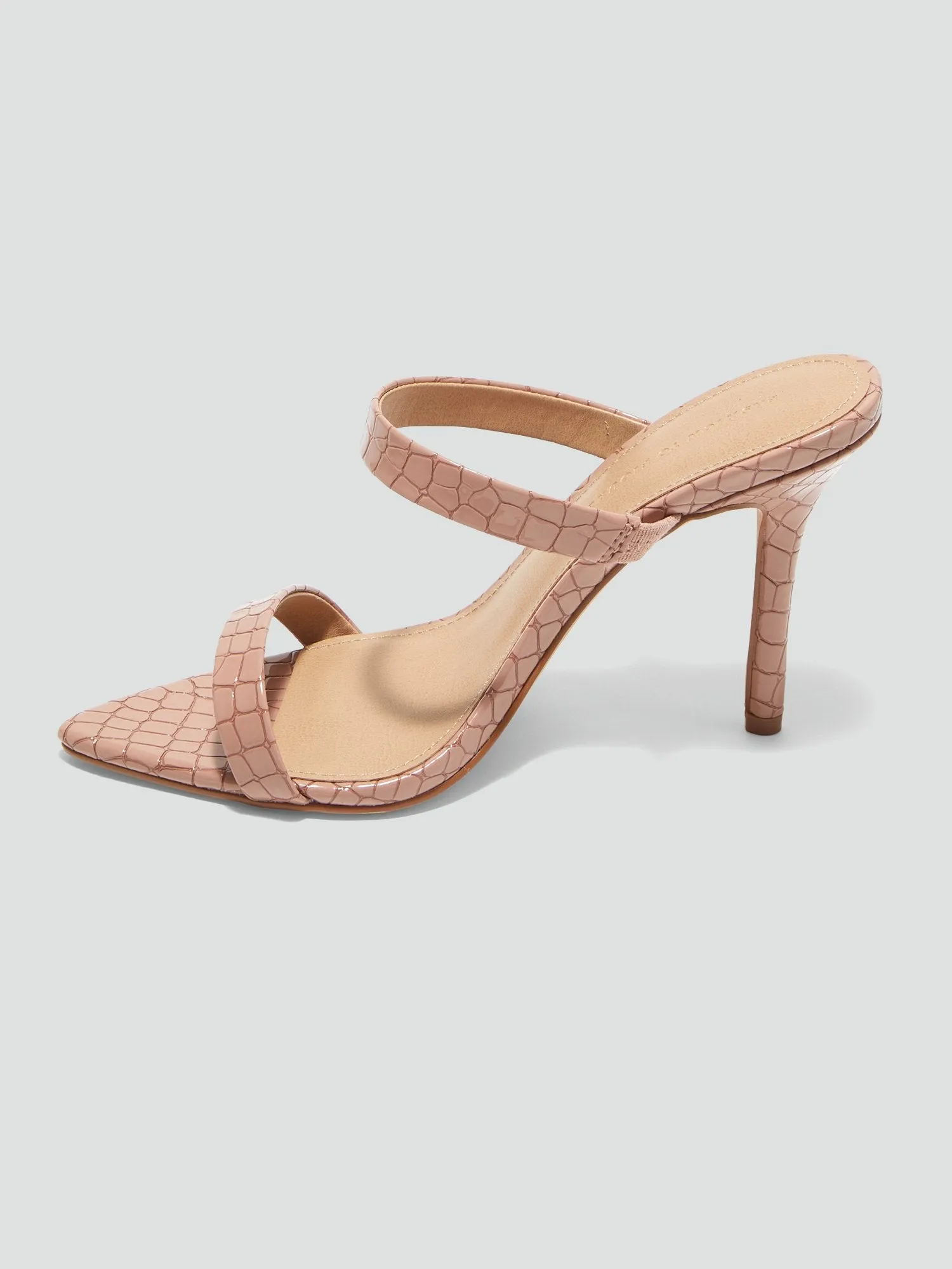 Amira Double Strap Sandals in Brown Crocodile
