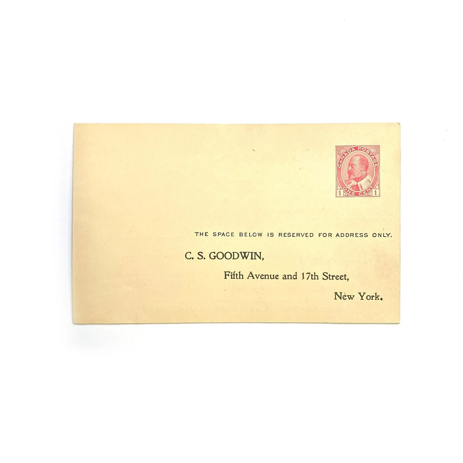Antique Postal Card - C.S. Goodwin Complimentary Offer - One Cent
