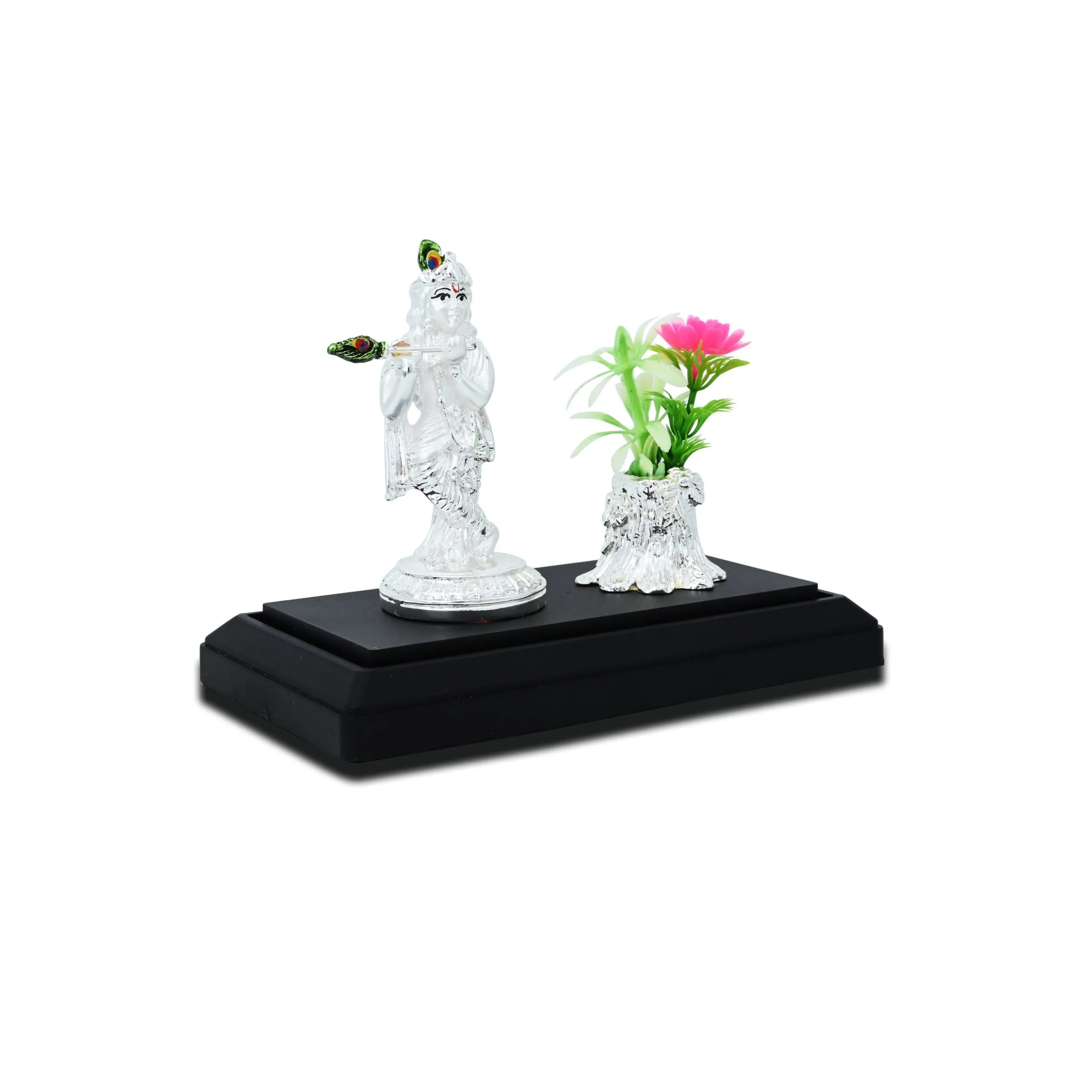 Antique Standing Pure Silver Krishna Idol Wax Figurine
