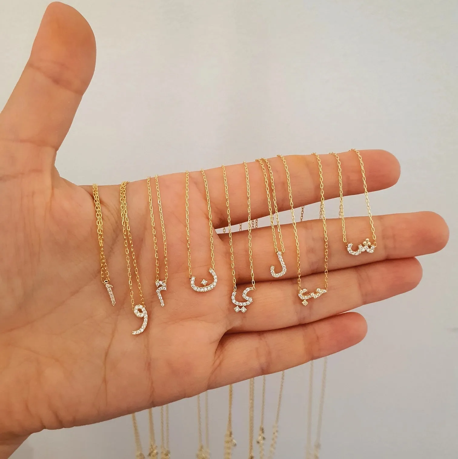 Arabic Initial Diamond Necklace