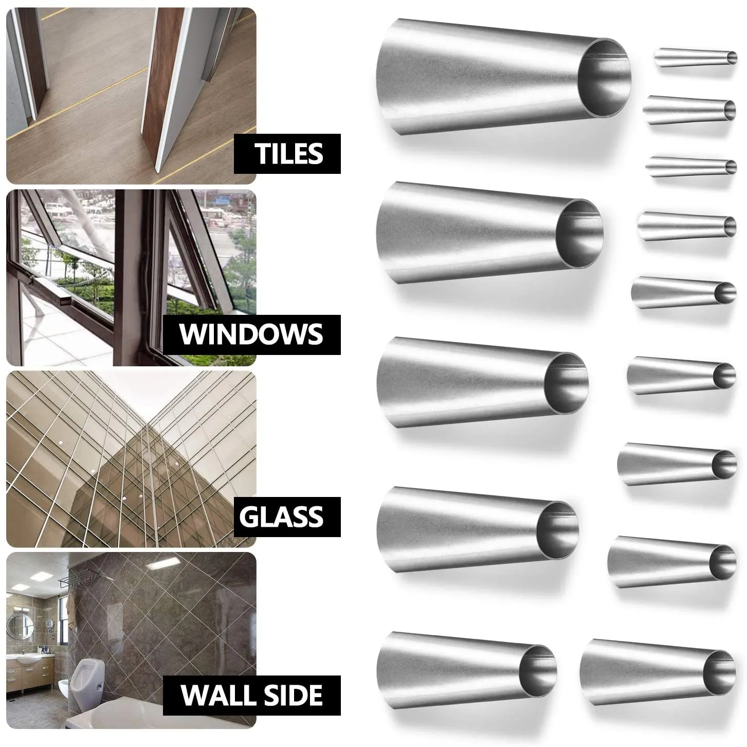 BINOAX 14Pcs Caulk Nozzle Applicator Caulking Finisher Stainless Steel Sealant Finishing Tool Kit