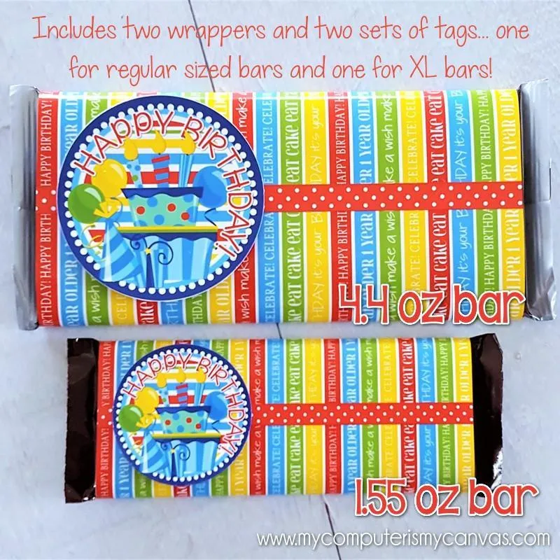 BIRTHDAY Candy Bar Wrapper {Bright} PRINTABLE