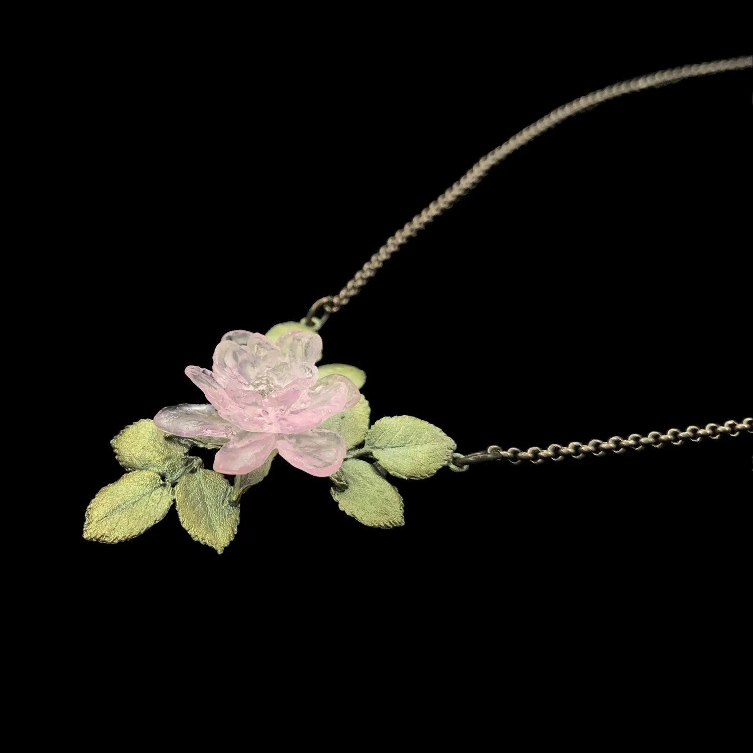 Blushing Rose Pendant - Single Flower