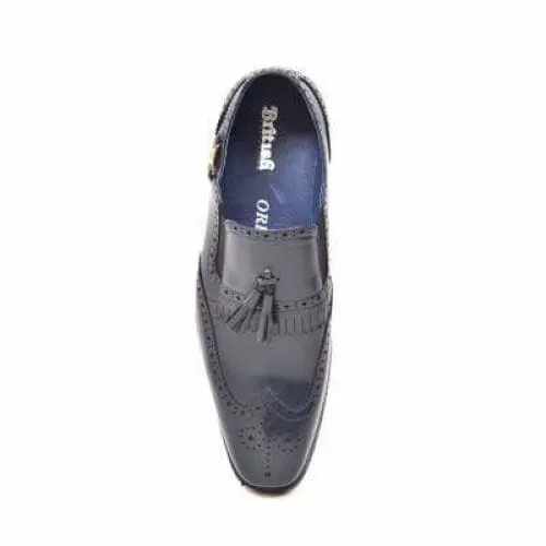 British Walkers Rick Men's Navy Leather Slip On