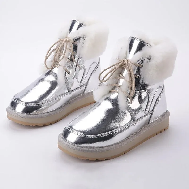 Casual Warm Leather Short Ankle Snow Boots