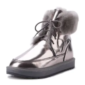 Casual Warm Leather Short Ankle Snow Boots