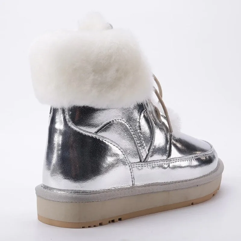 Casual Warm Leather Short Ankle Snow Boots