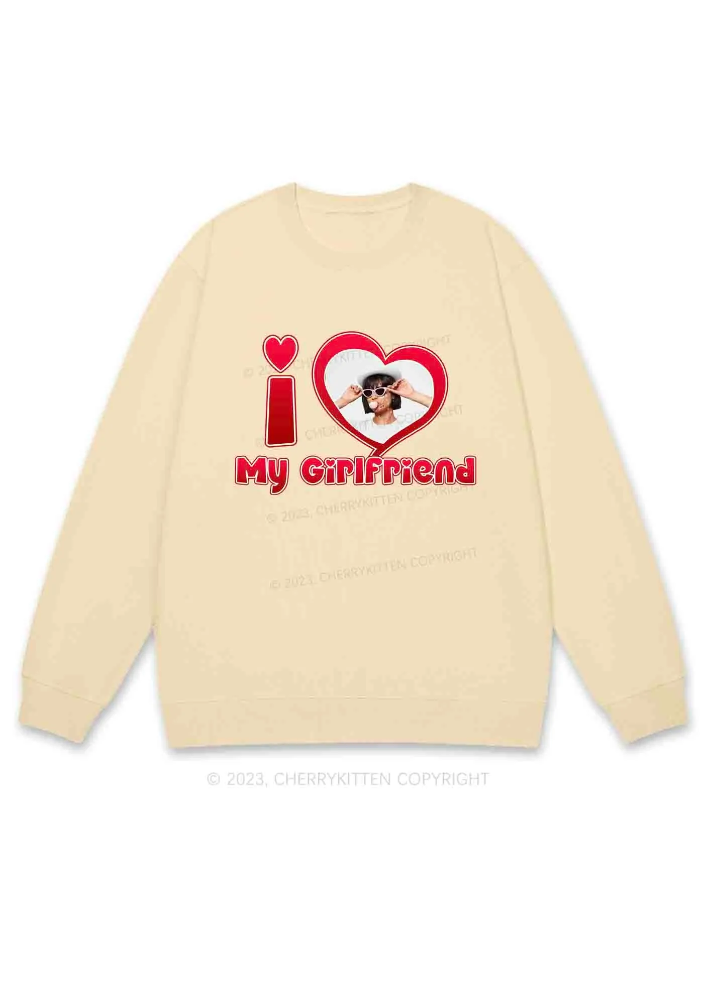 Custom BF&GF Photo Red Heart Y2K Sweatshirt Cherrykitten