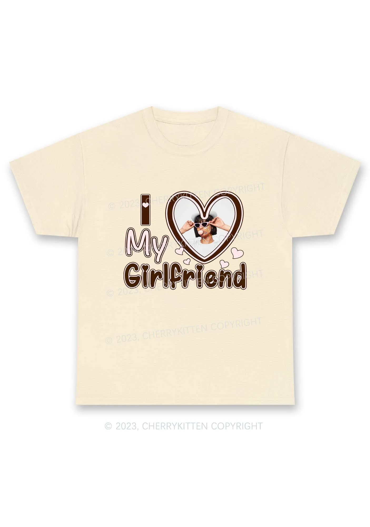 Custom Boyfriend&Girlfriend Brown Heart Chunky Shirt