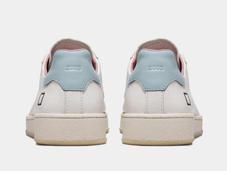 D.A.T.E. Base Natural White Sky Blue Leather Trainers