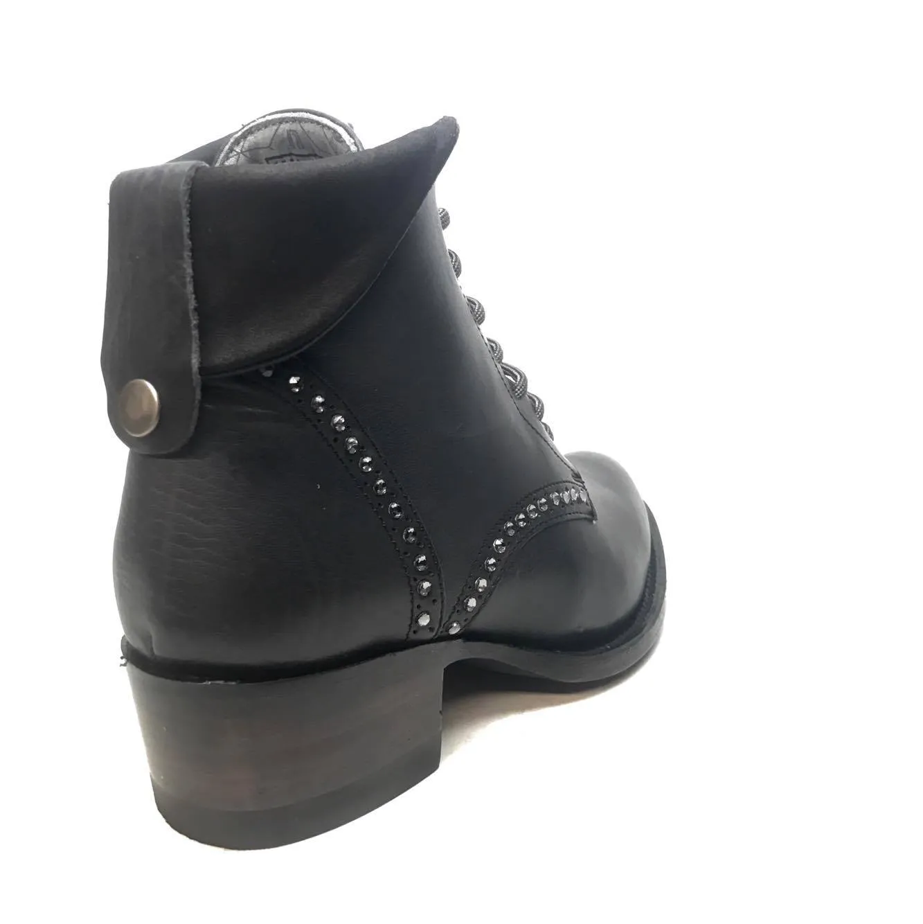 Denver Mountain Co. Ladies Crystal Leather Black Ankle Boots