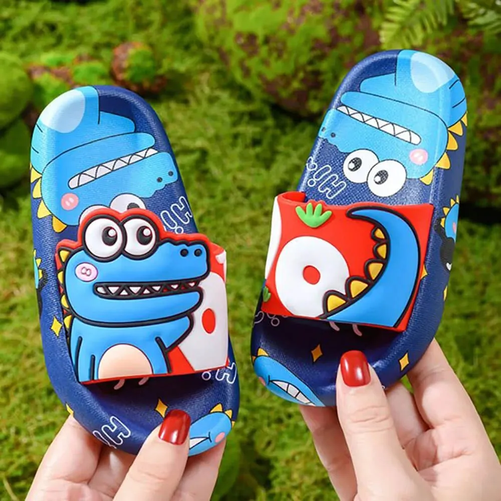 Dino Dark Blue & Red Slip on Clogs, Summer/Monsoon/ Beach Footwear for Toddlers and Kids, Unisex