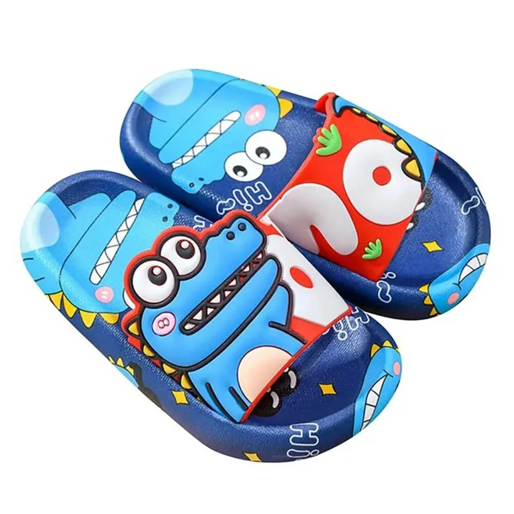 Dino Dark Blue & Red Slip on Clogs, Summer/Monsoon/ Beach Footwear for Toddlers and Kids, Unisex