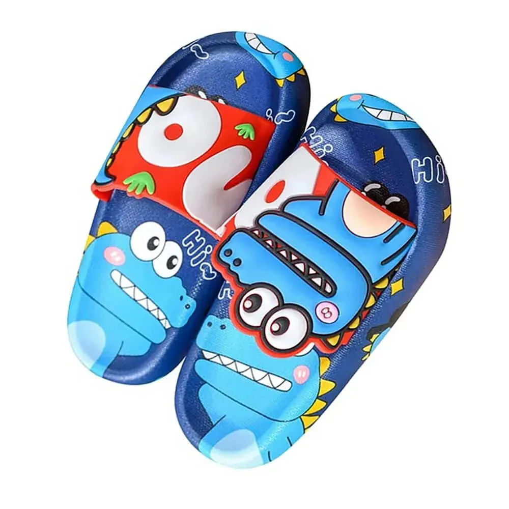 Dino Dark Blue & Red Slip on Clogs, Summer/Monsoon/ Beach Footwear for Toddlers and Kids, Unisex