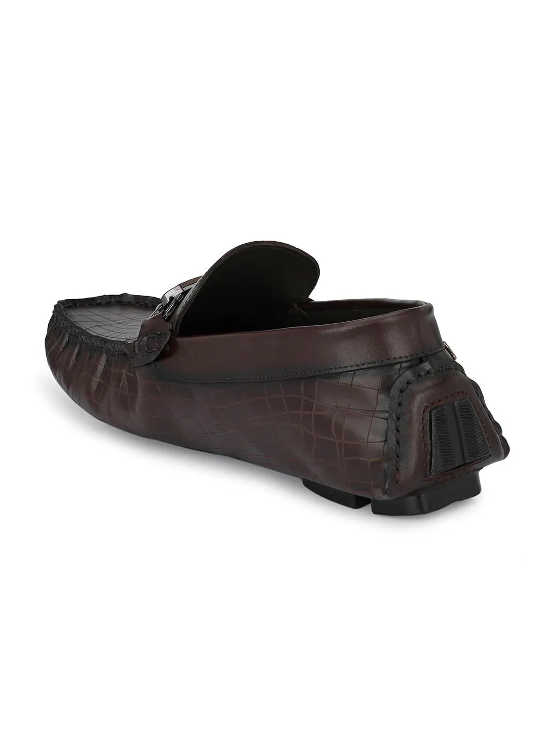 Hitz Men's Brown Leather Slip On Loafer Shoes