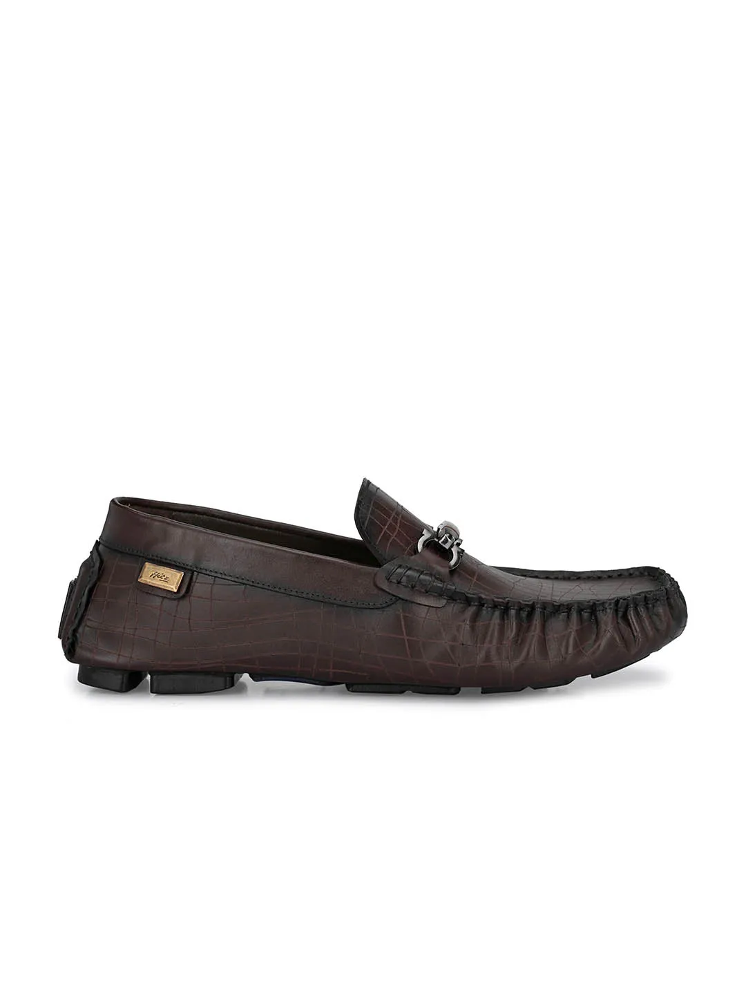 Hitz Men's Brown Leather Slip On Loafer Shoes