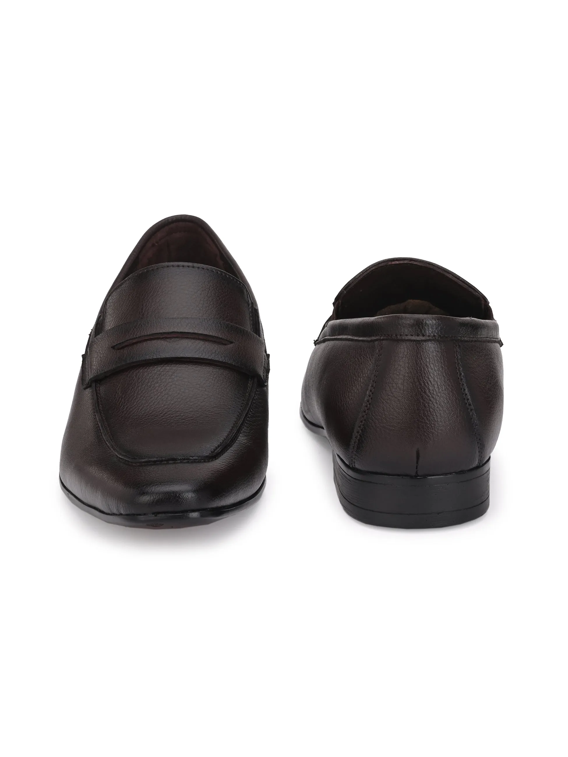 Hitz Men's Brown Synthetic Slip-On Formal Shoes