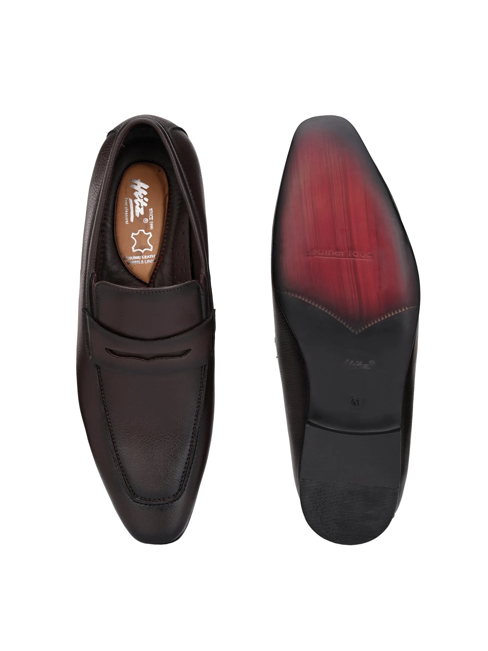 Hitz Men's Brown Synthetic Slip-On Formal Shoes