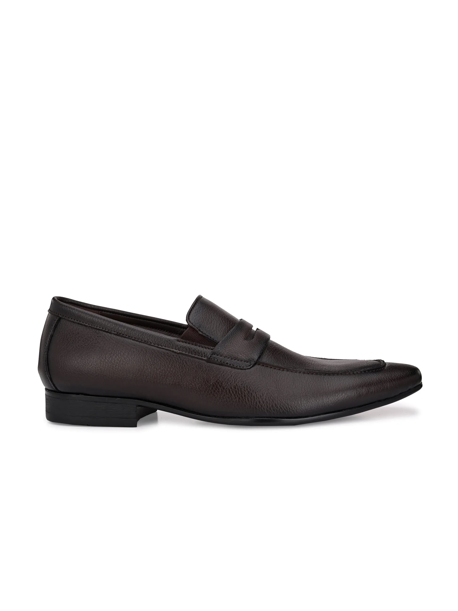 Hitz Men's Brown Synthetic Slip-On Formal Shoes