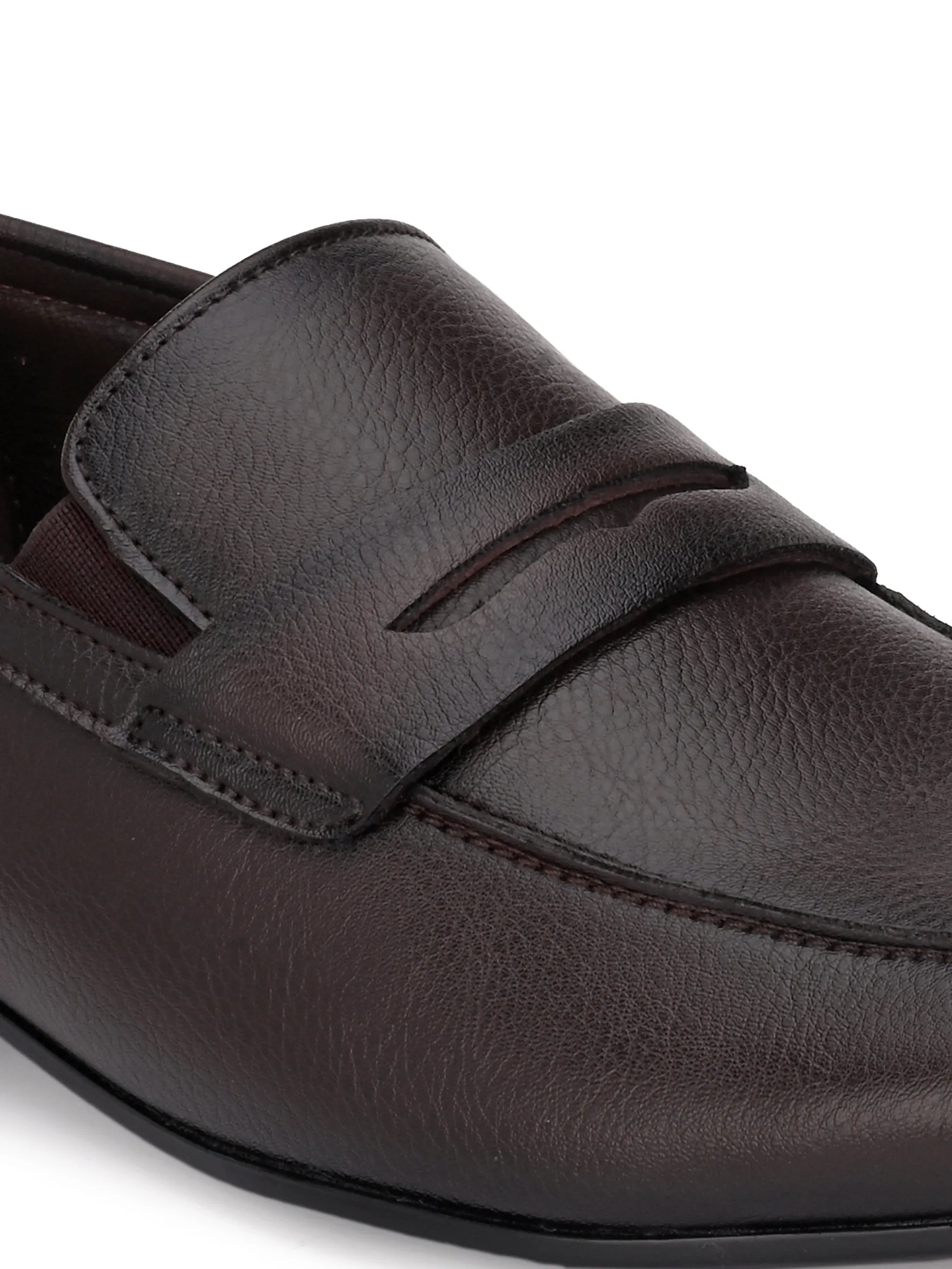 Hitz Men's Brown Synthetic Slip-On Formal Shoes