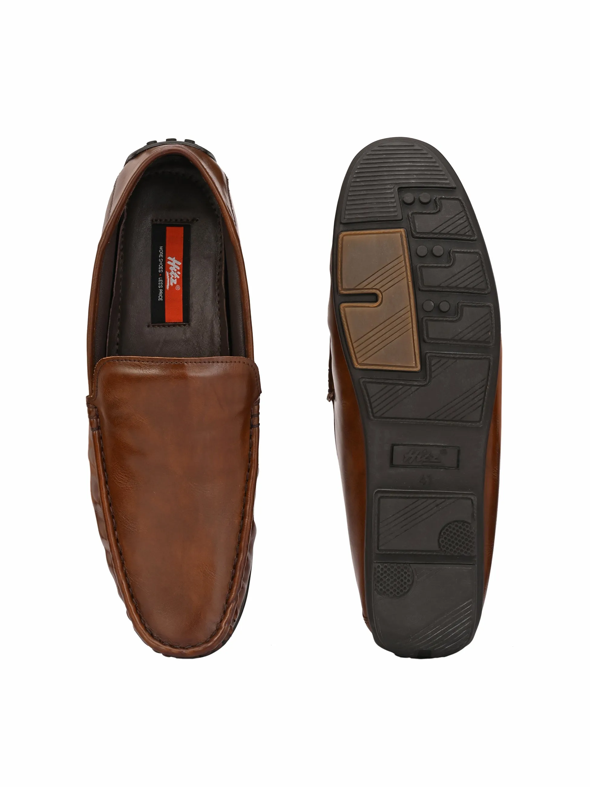 Hitz Men's Brown Synthetic Slip-On Loafer Shoes