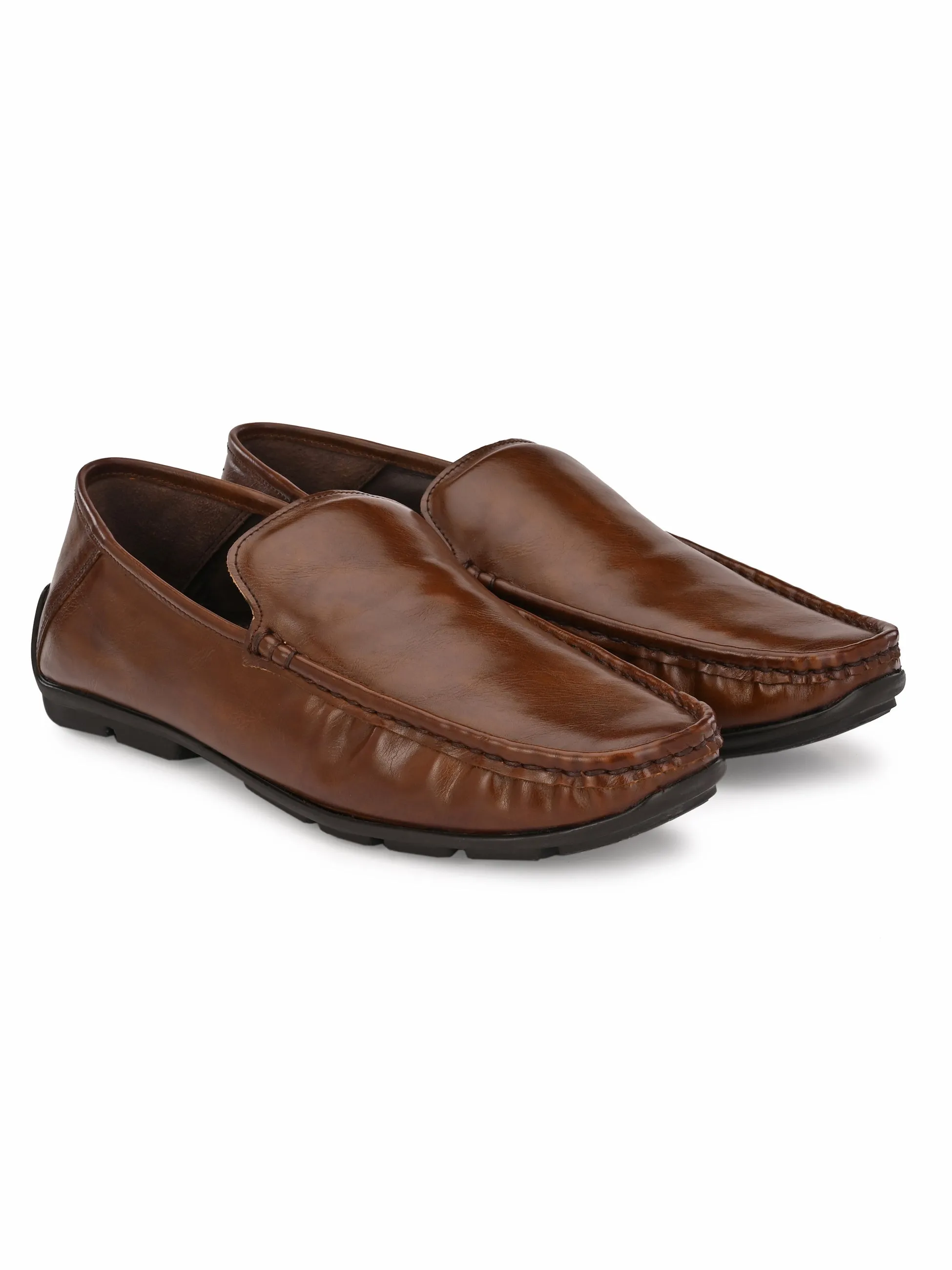 Hitz Men's Brown Synthetic Slip-On Loafer Shoes