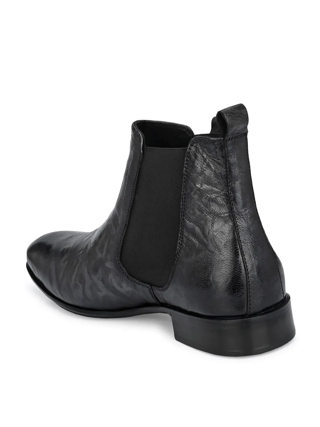 Hitz Men's Grey Leather Slip On Boots with Elastic