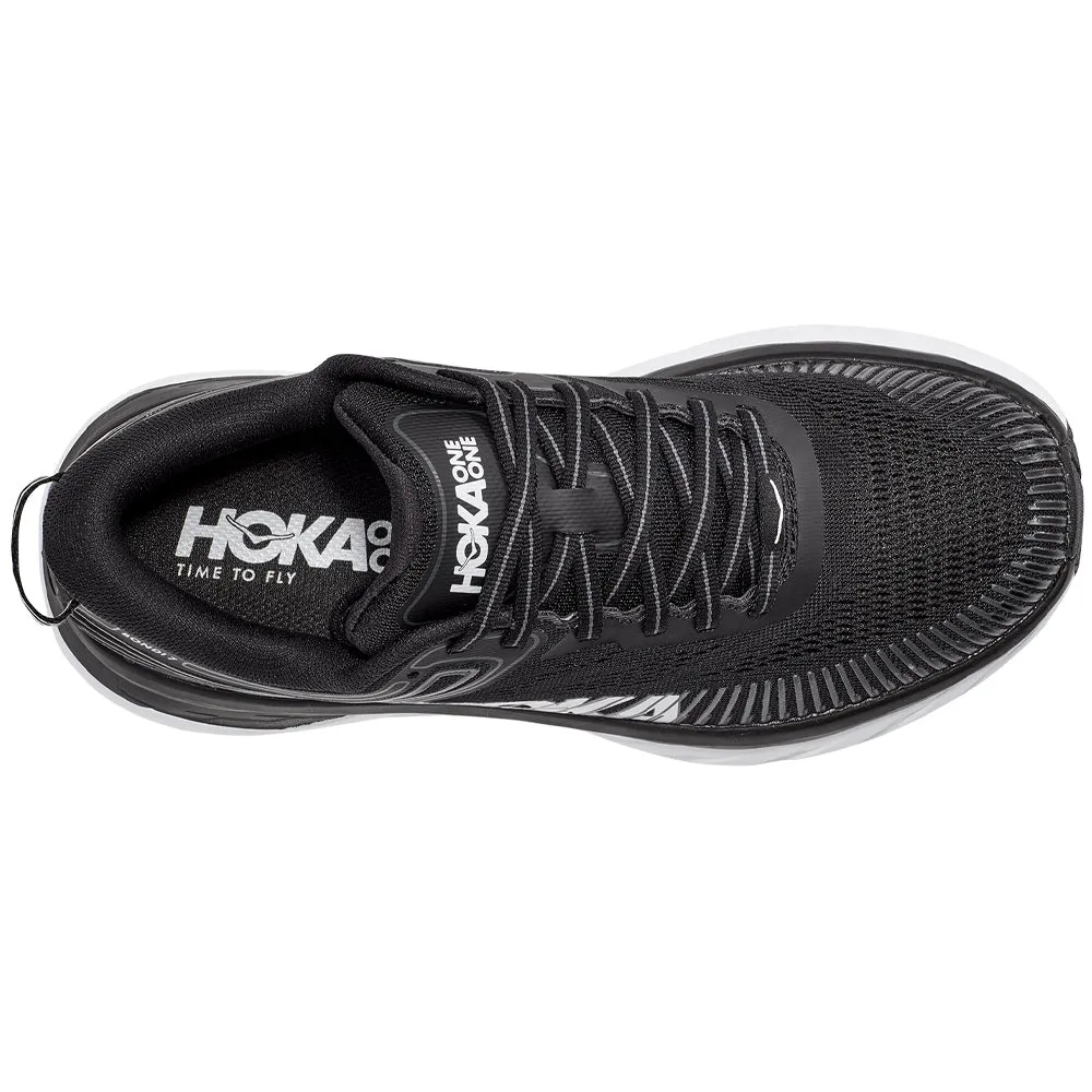 Hoka Womens Bondi 7 High-Performance Running Shoe in Black/White