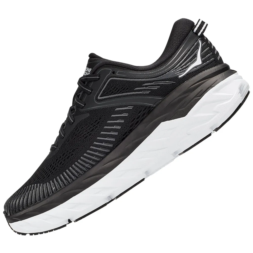 Hoka Womens Bondi 7 High-Performance Running Shoe in Black/White