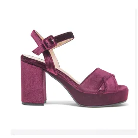Jane Galland Bordeaux Velvet Platform Sandals