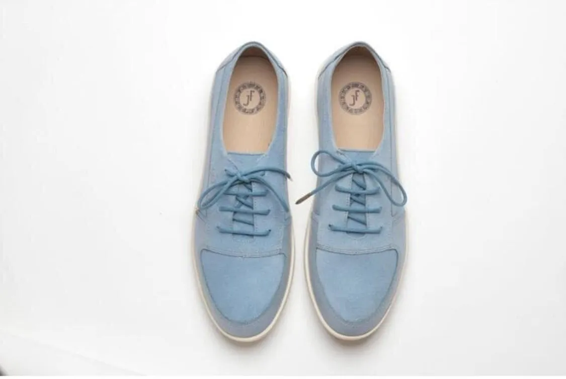 Johnny Famous Bally Style Midtown Men's Baby Blue Suede and Leather Low Tops