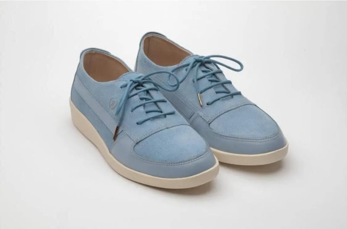 Johnny Famous Bally Style Midtown Men's Baby Blue Suede and Leather Low Tops