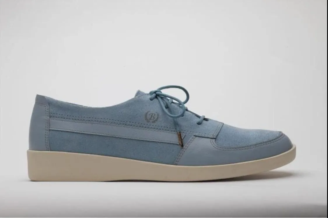 Johnny Famous Bally Style Midtown Men's Baby Blue Suede and Leather Low Tops