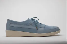 Johnny Famous Bally Style Midtown Men's Baby Blue Suede and Leather Low Tops