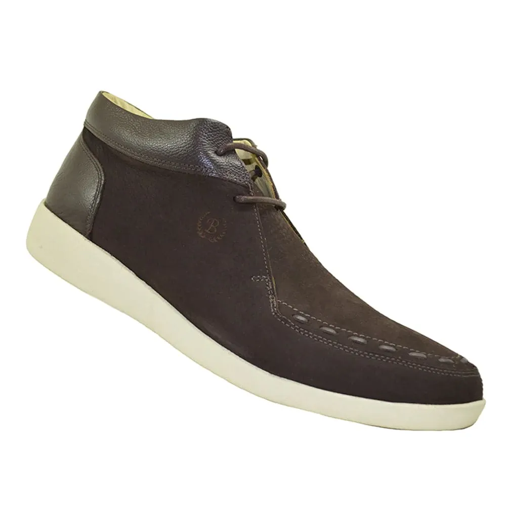 Johnny Famous Bally Style Soho Men's Cafe Brown Elephant Leather High Tops