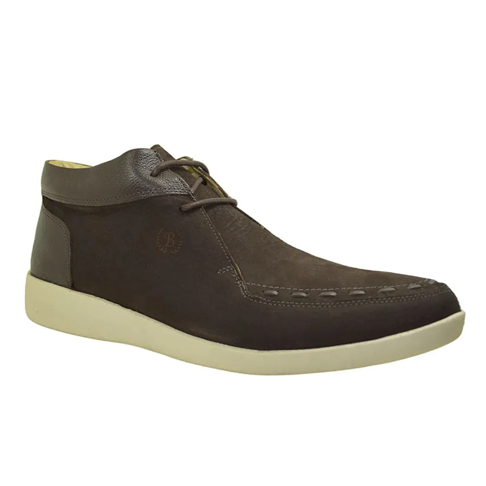 Johnny Famous Bally Style Soho Men's Cafe Brown Elephant Leather High Tops