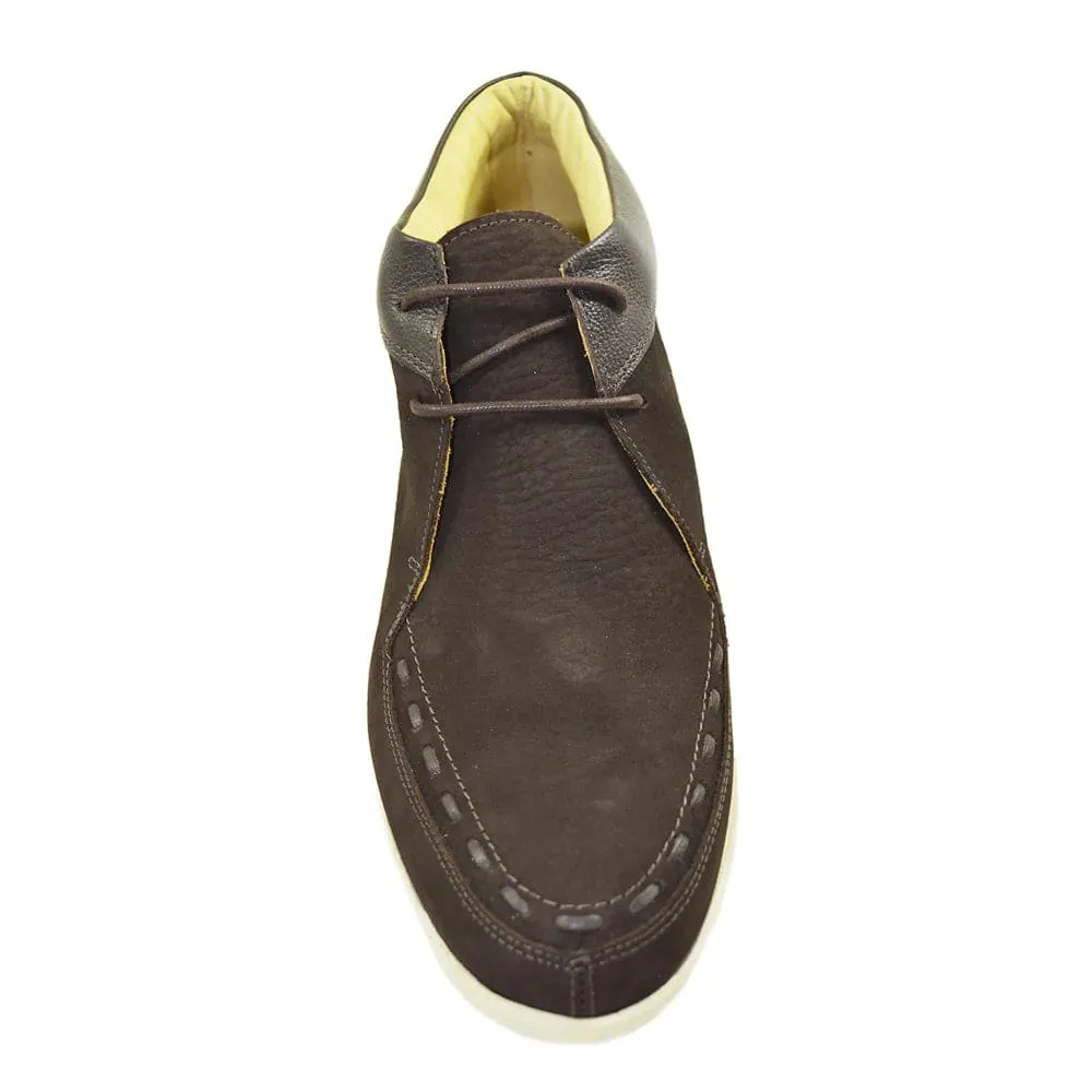 Johnny Famous Bally Style Soho Men's Cafe Brown Elephant Leather High Tops