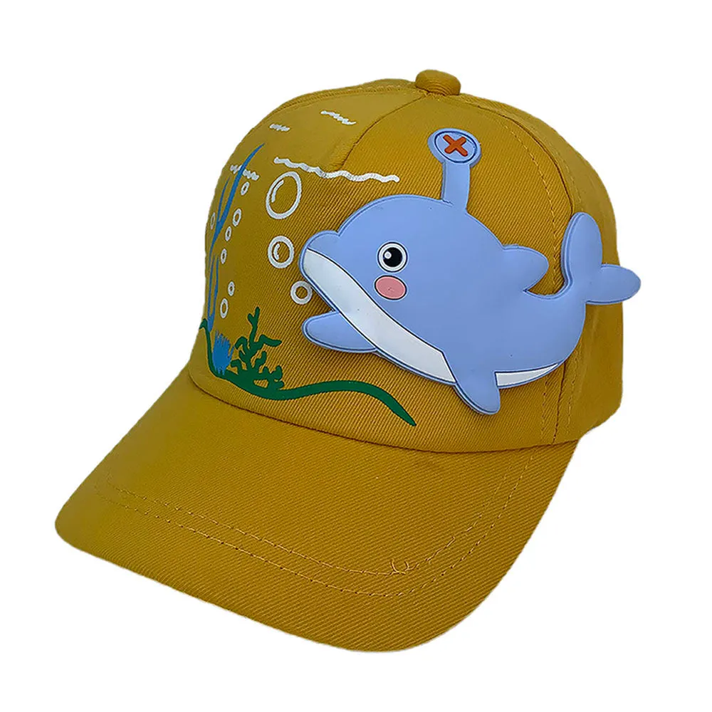 Little Surprise Box, Yellow 3d Dolphin Casual Cap for Kids