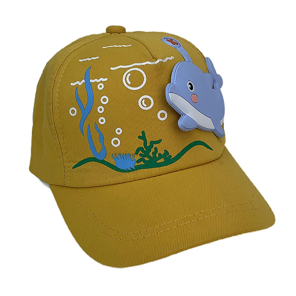 Little Surprise Box, Yellow 3d Dolphin Casual Cap for Kids