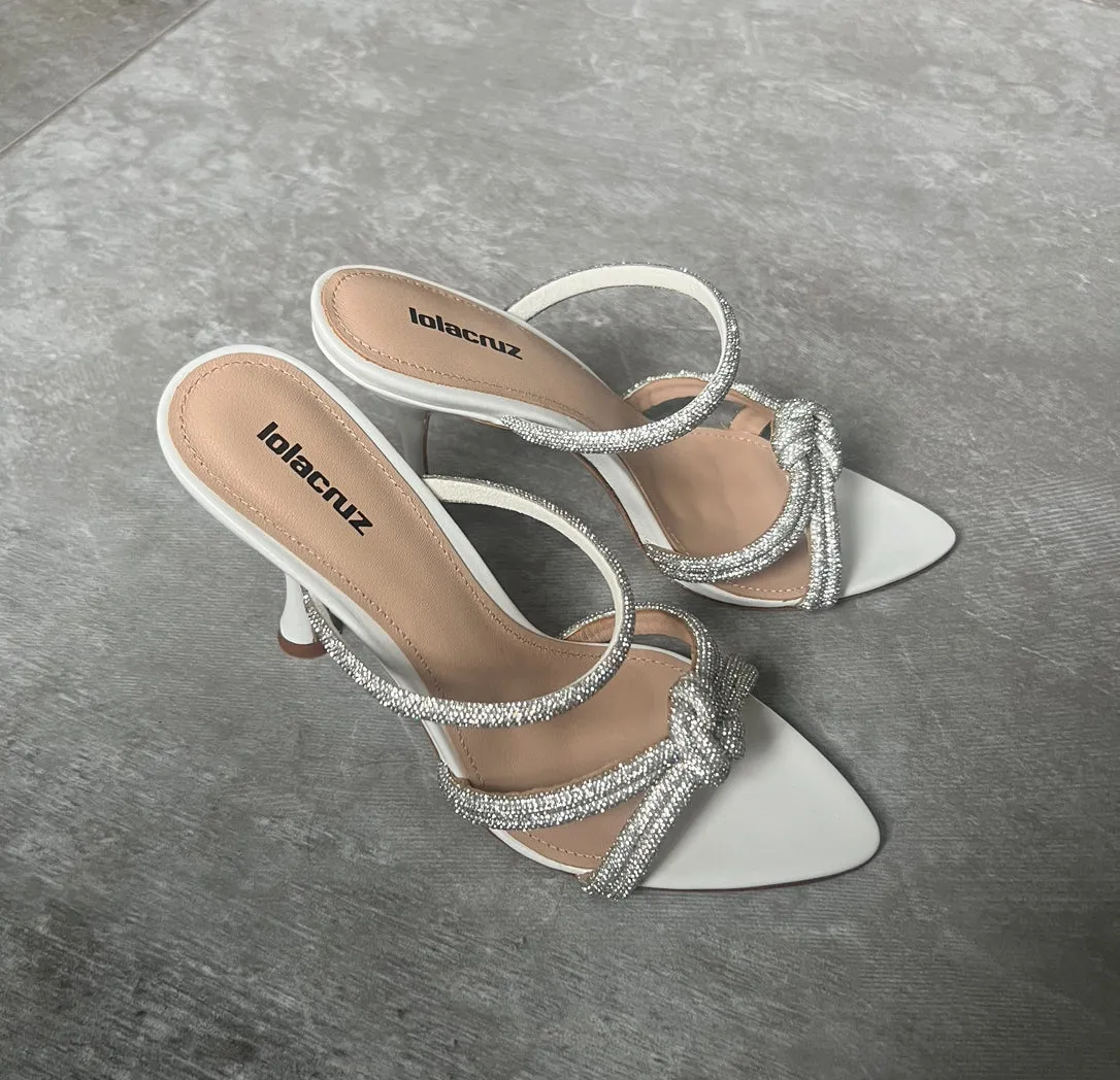 Lola Cruz Bella White Leather Heeled Sandals
